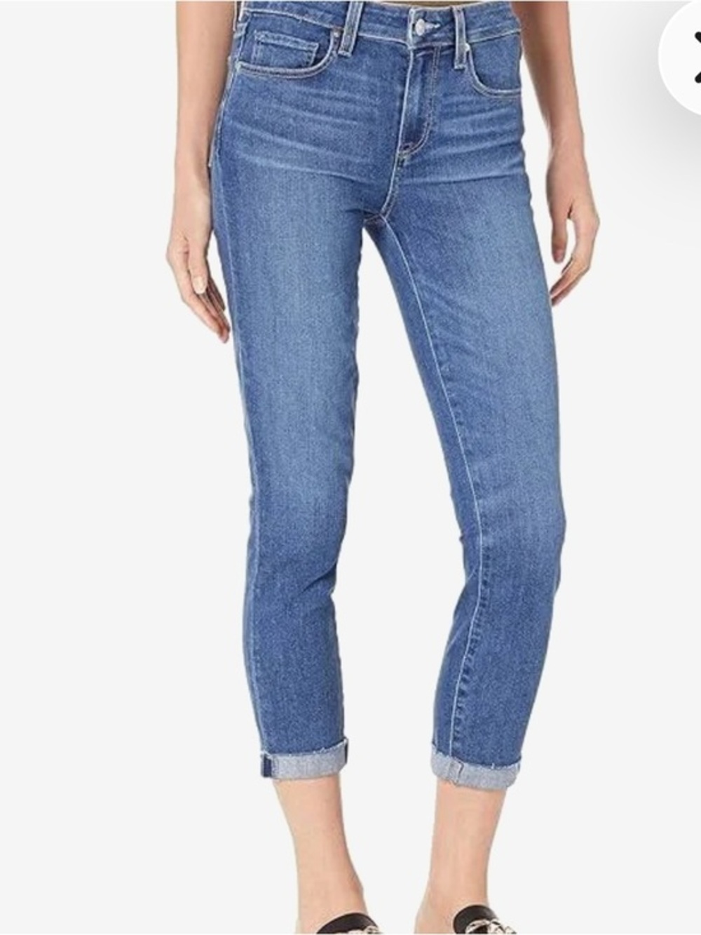 PAIGE Medium Blue Cropped Skyline Jeans in size 32